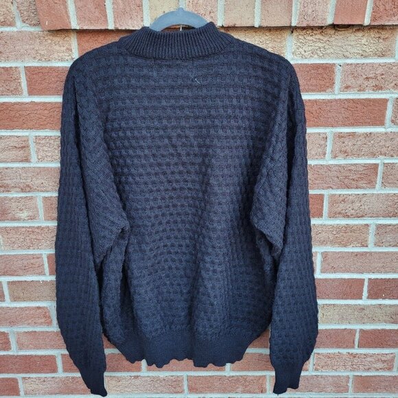 Harley-Davidson Black Sweater Men's Size XL Leather Front Pullover Turtle Neck - Picture 2 of 8